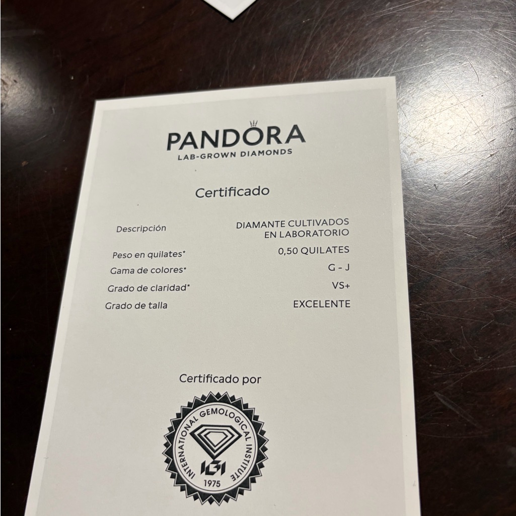 Pandora Lab-Grown Diamond Certificate With Black And White Design